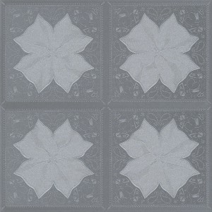 Grau-silberne Vliestapete mit glitzerndem Ornament-Muster für ein exklusives Wohnambiente.