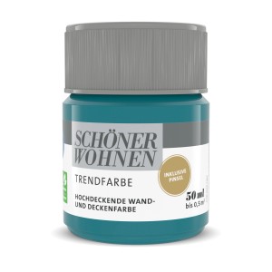 Schöner Wohnen Trendfarbe Lagune, matter Farbtester mit integriertem Pinsel, 50ml.