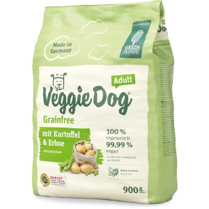 Green Petfood VeggieDog Grainfree, 900g, vegetarisches Hunde-Trockenfutter mit Kartoffel & Erbse.