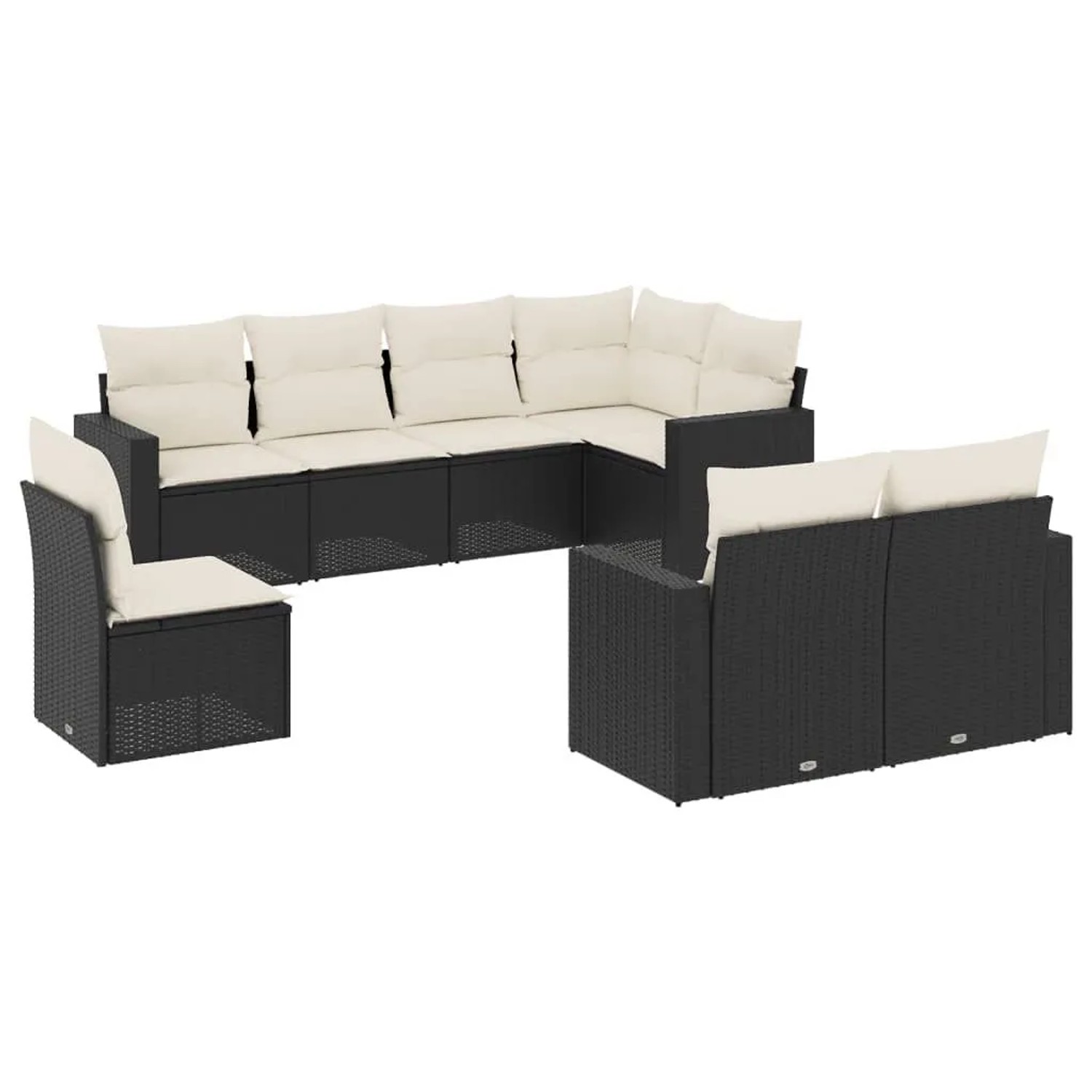 vidaXL 8-Tlg Garten-Sofagarnitur mit Kissen Schwarz Poly Rattan 3251573
