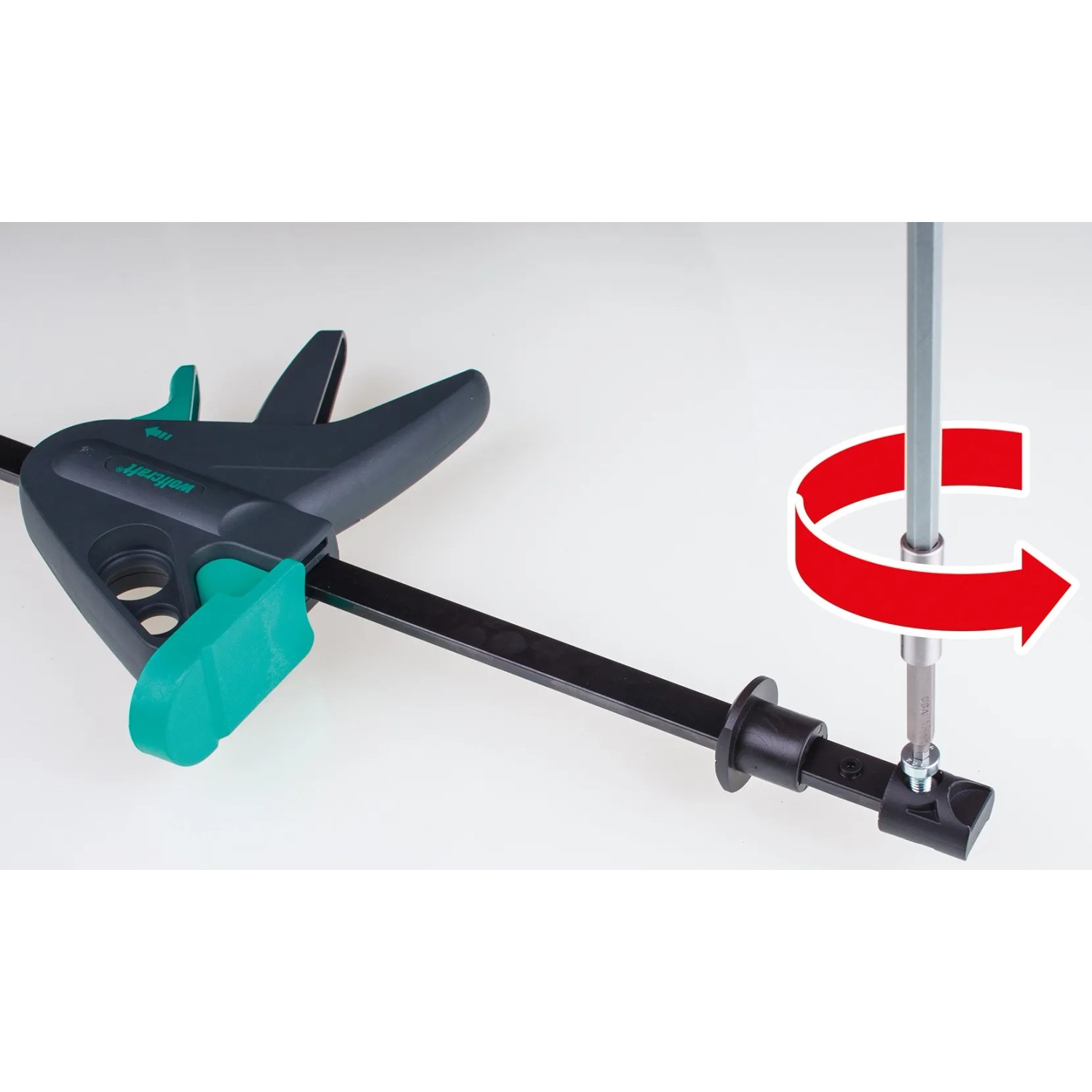 wolfcraft Werktischspanner Pro zum Fixieren von Werkstücken, Spannwerkzeug mit 90 kg Spannkraft.