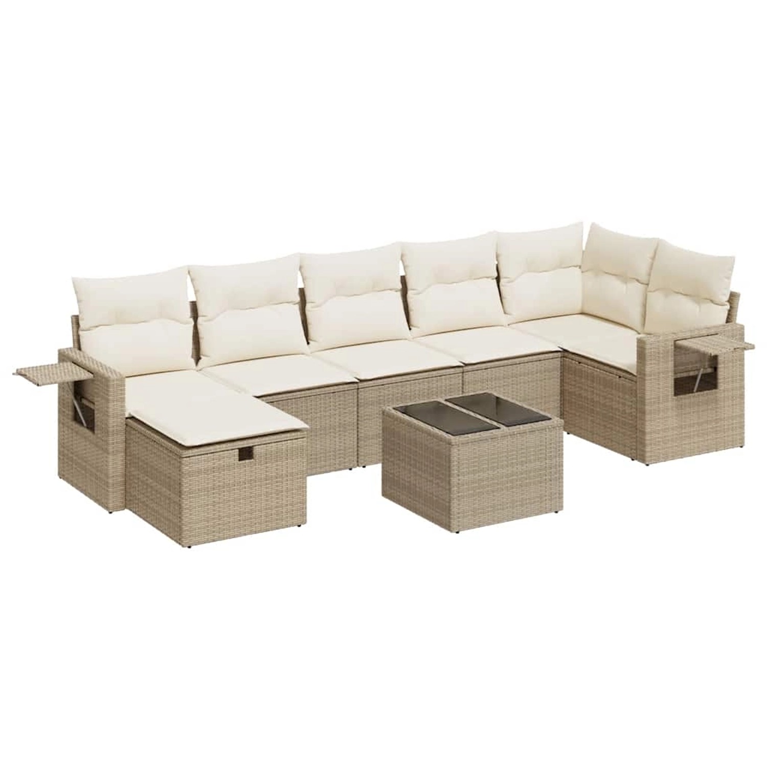 vidaXL 8-Tlg Garten-Sofagarnitur mit Kissen Beige Poly Rattan 3325514 günstig online kaufen