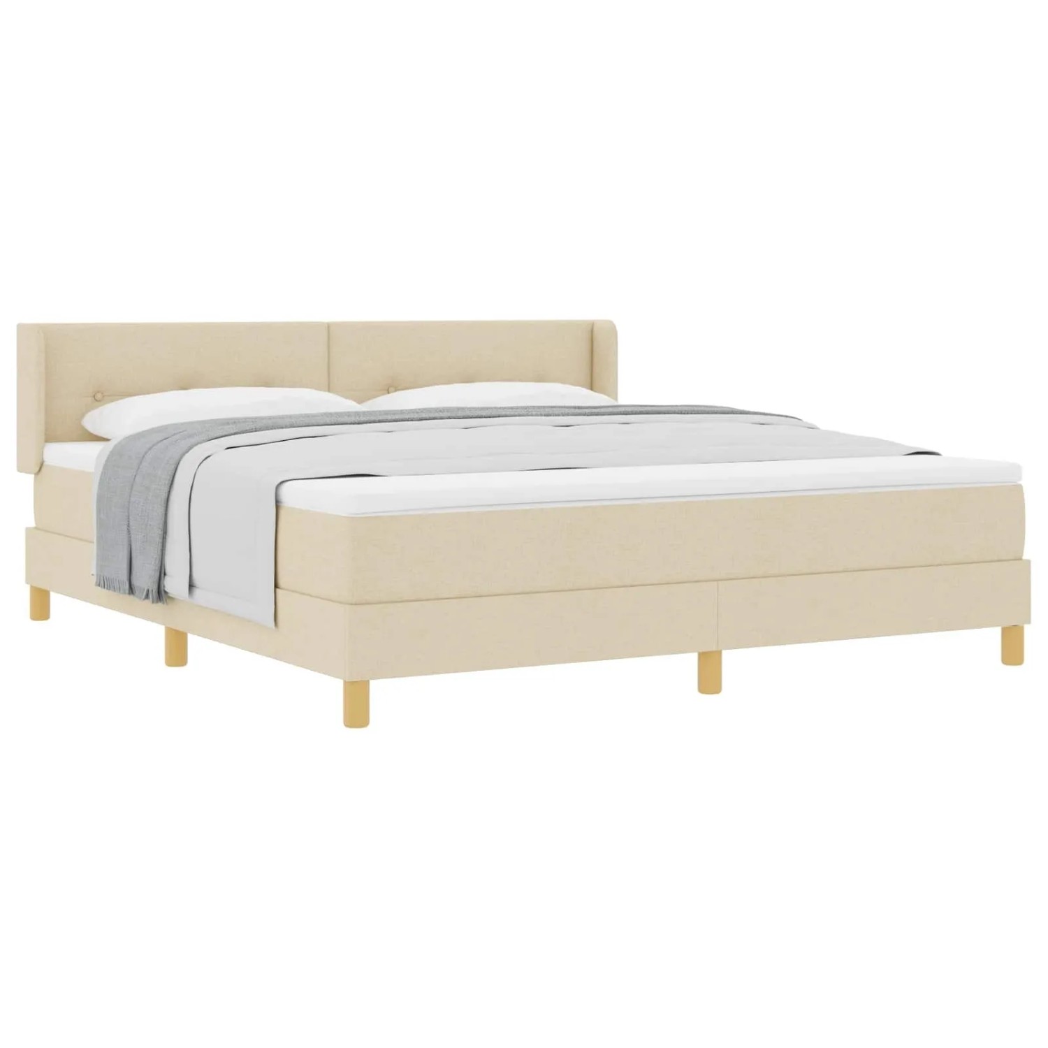 vidaXL Boxspringbett mit Matratze Creme 200 x 180 cm Polyester 3341312