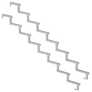 2er Set Vinuovo Stahl Treppenwange für 8 Stufen, feuerverzinkt, für Außentreppen.