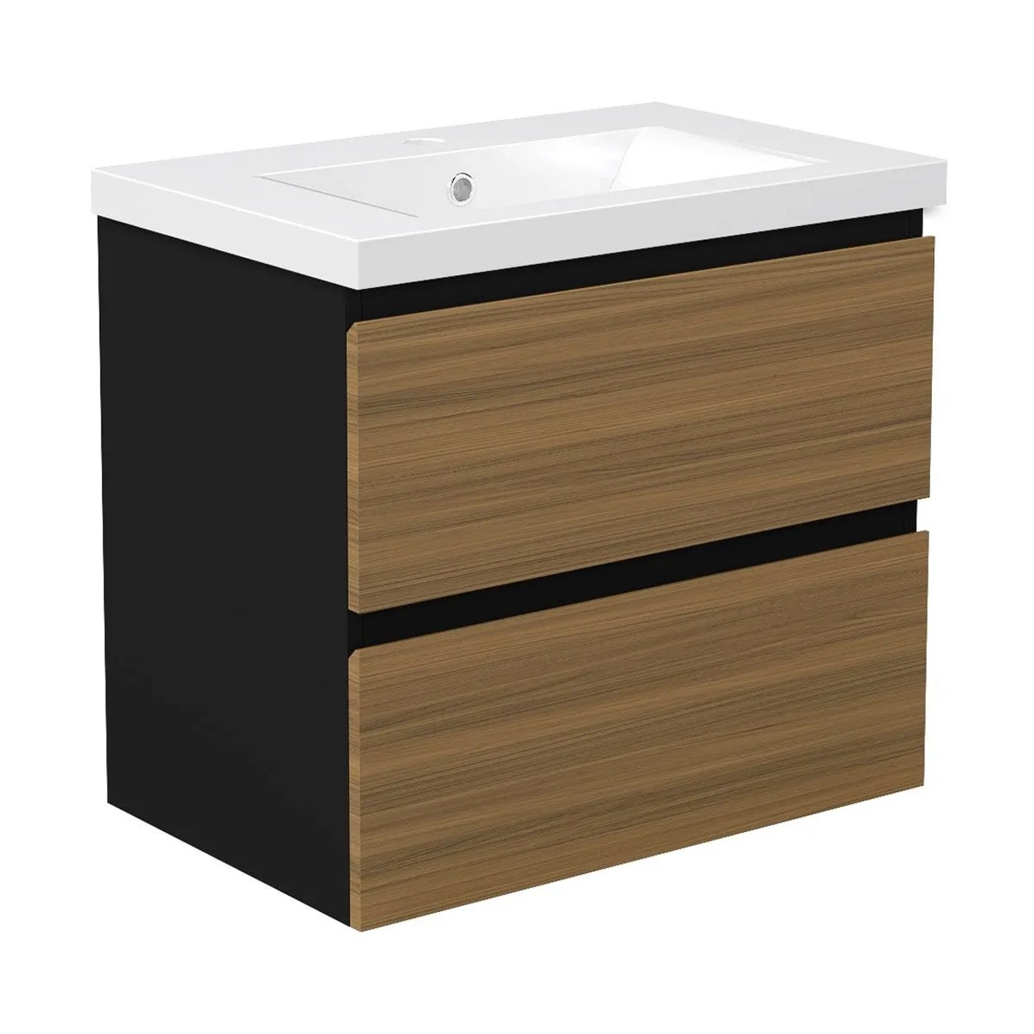 Duschspa Einzelwaschtisch MIRA 60 cm Keramik Waschbecken mit Unterschrank Grifflos Softclose