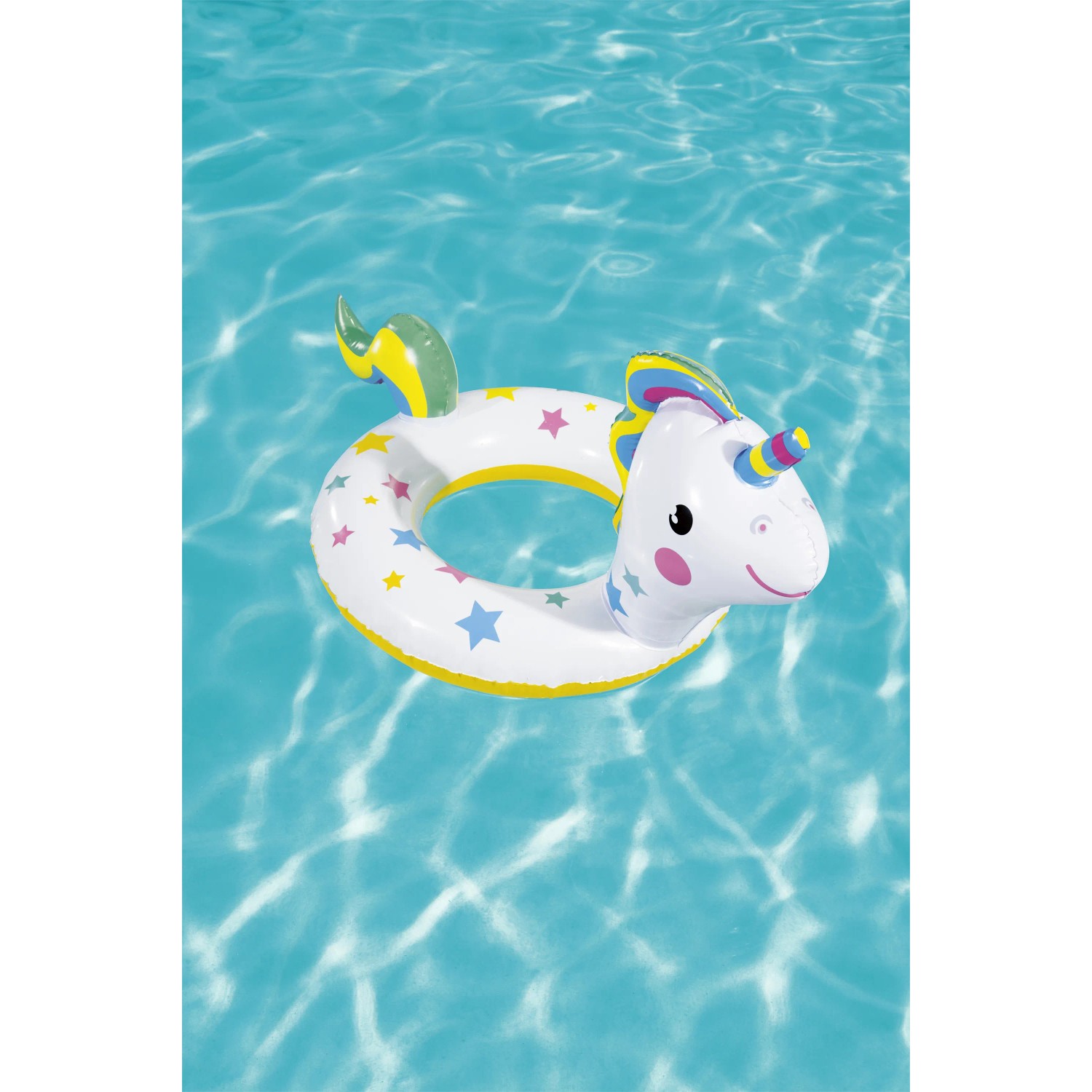 Bestway Schwimmring im Tierdesign, hier als Einhorn, für Badespaß im Pool.