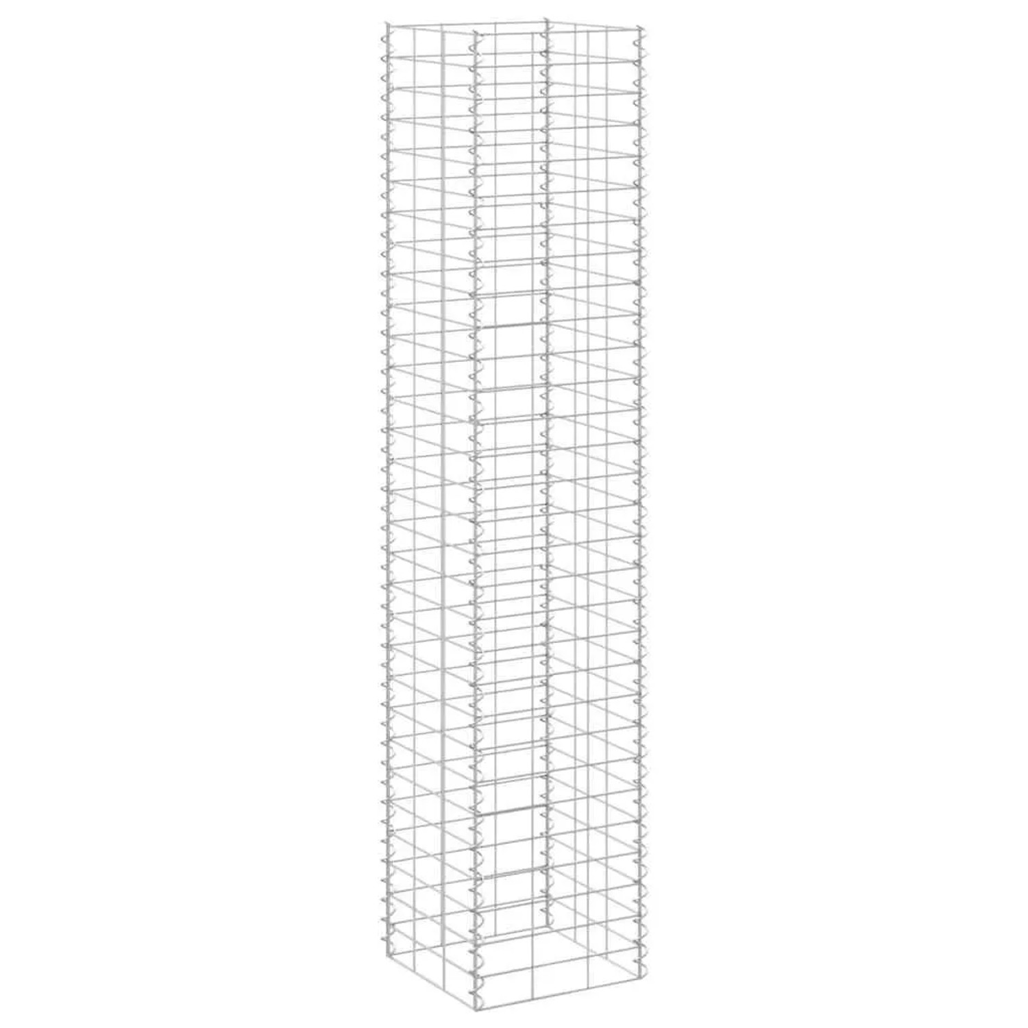 Silbernes Furnicato Gabionen-Hochbeet (3er-Set), 30x30x150 cm, aus Eisen.