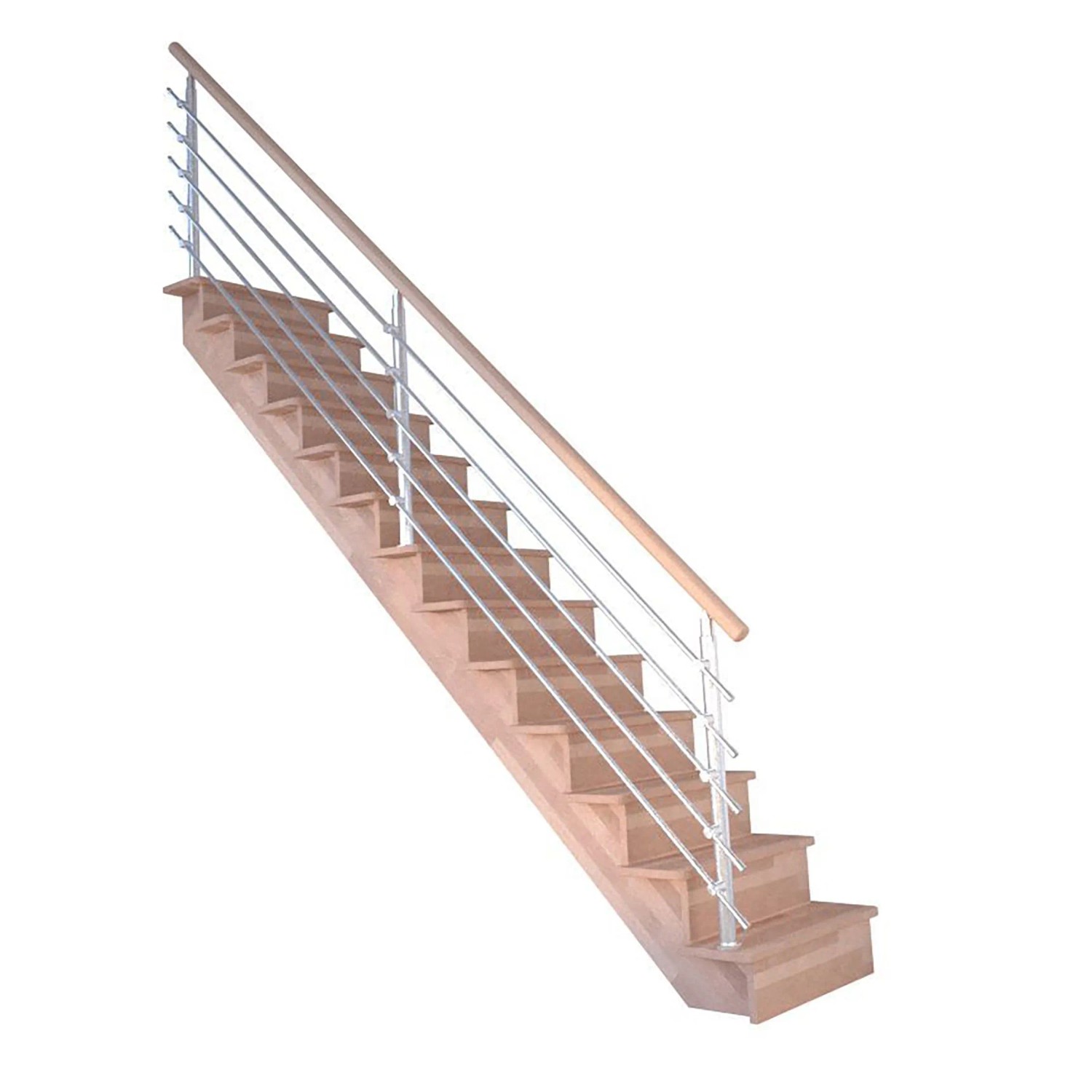 Treppe Lindos Pro Buche Gerade 100 cm Setzstufen Design-Geländer-Edelstahl günstig online kaufen