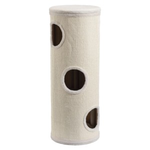 Fudajo Forest Kratztonne Weiß-Creme 106Cm Ø40Cm Kratzturm Kratzbaum Katzentonne