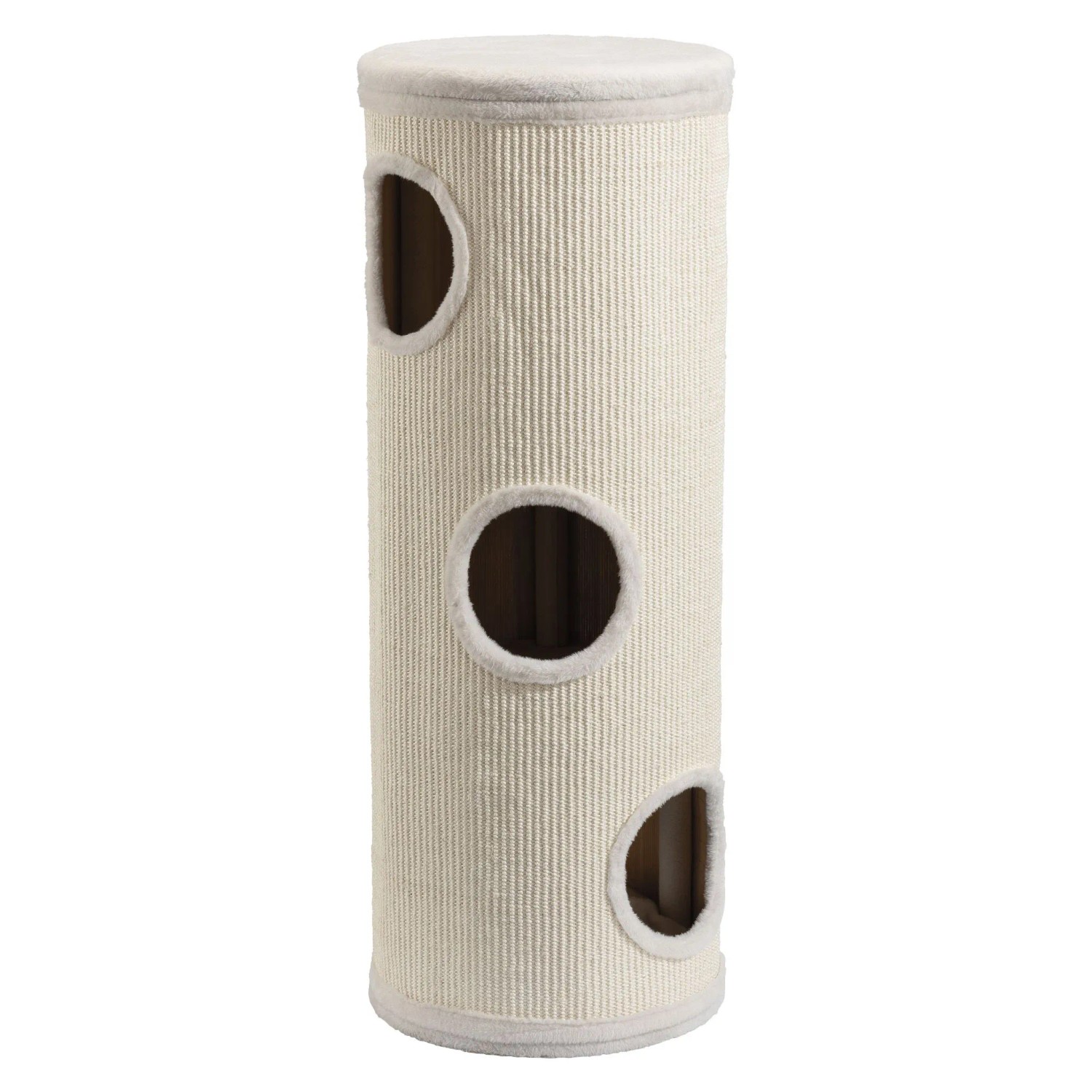 Fudajo Forest Kratztonne Weiß-Creme 106Cm Ø40Cm Kratzturm Kratzbaum Katzentonne