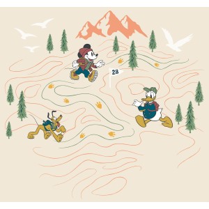 Komar Vliesfototapete mit Mickey, Donald und Pluto in den Bergen, 300x280 cm.