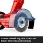 Einhell Akku-Fugenreiniger GC-CC 18 Li Solo mit Stahlbürste und Schutzabdeckung.