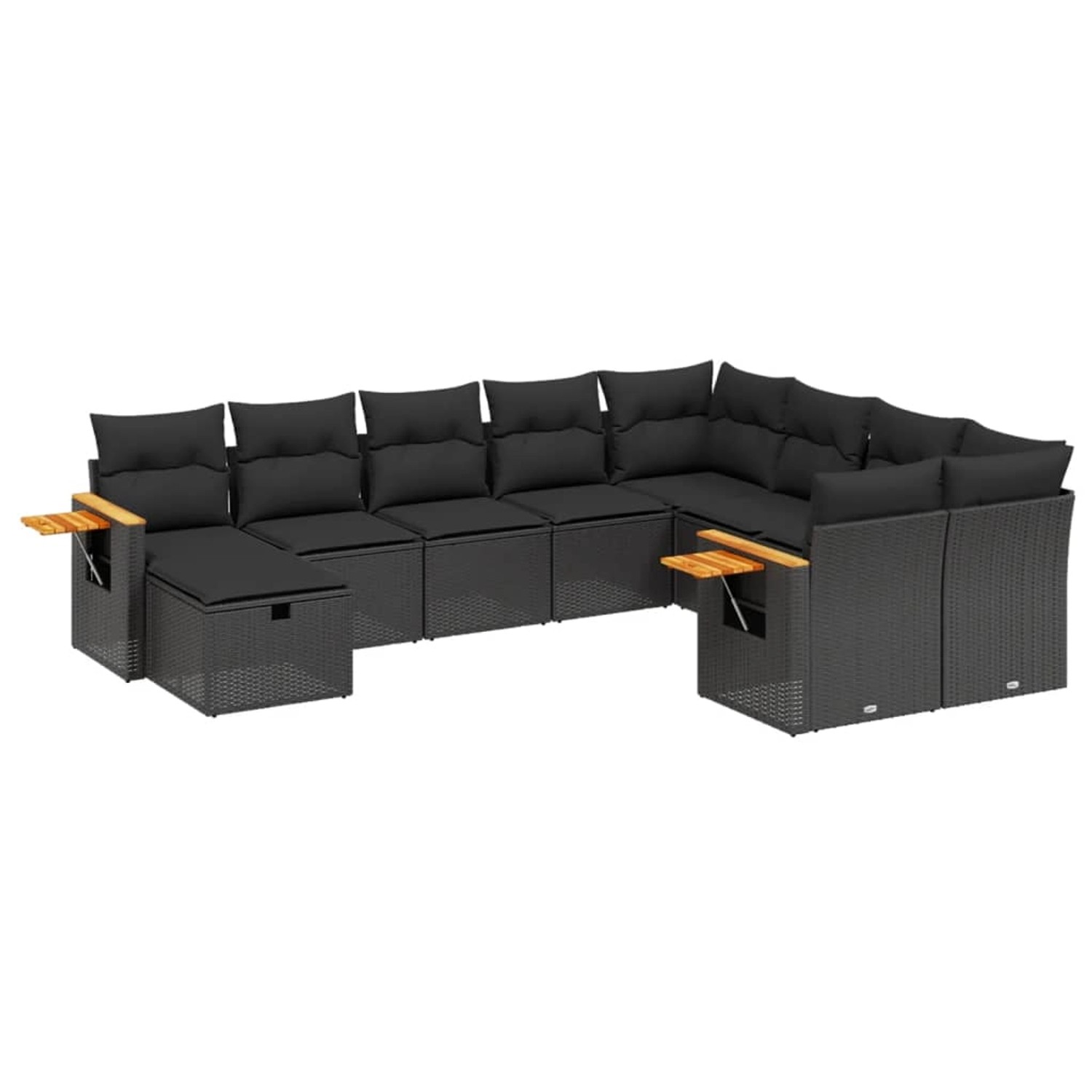vidaXL 10-Tlg Garten-Sofagarnitur mit Kissen Schwarz Poly Rattan 3259556 günstig online kaufen