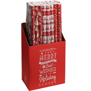 Geschenkpapier Weihnachten, 150x70cm, 3-fach sortiert mit Weihnachtsmotiven im Spender.