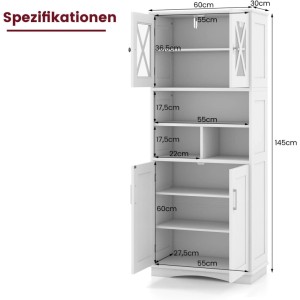 Costway Badezimmerschrank Badschrank Hochschrank Aufbewahrungsschrank Weiß