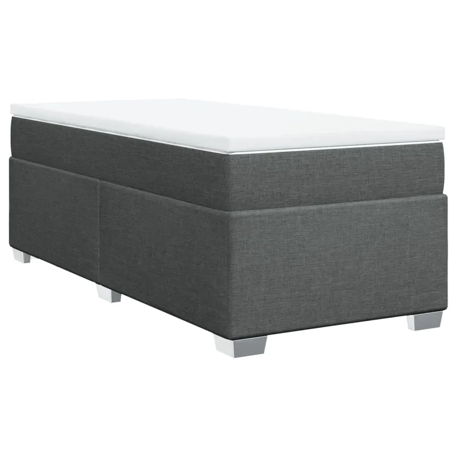 vidaXL Boxspringbett dunkelgrau (90x190 cm) mit Matratze und Auflage.