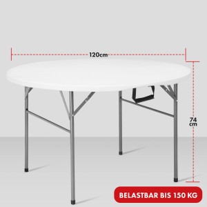 KARAT Klapptisch Shiga, runder Gartentisch Ø 120 cm, faltbar mit Tragegriff.