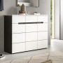Inn.Furn Schuhkommode Cooper, weiß und grau, 120 cm breit, mit Schubladen und Türen.