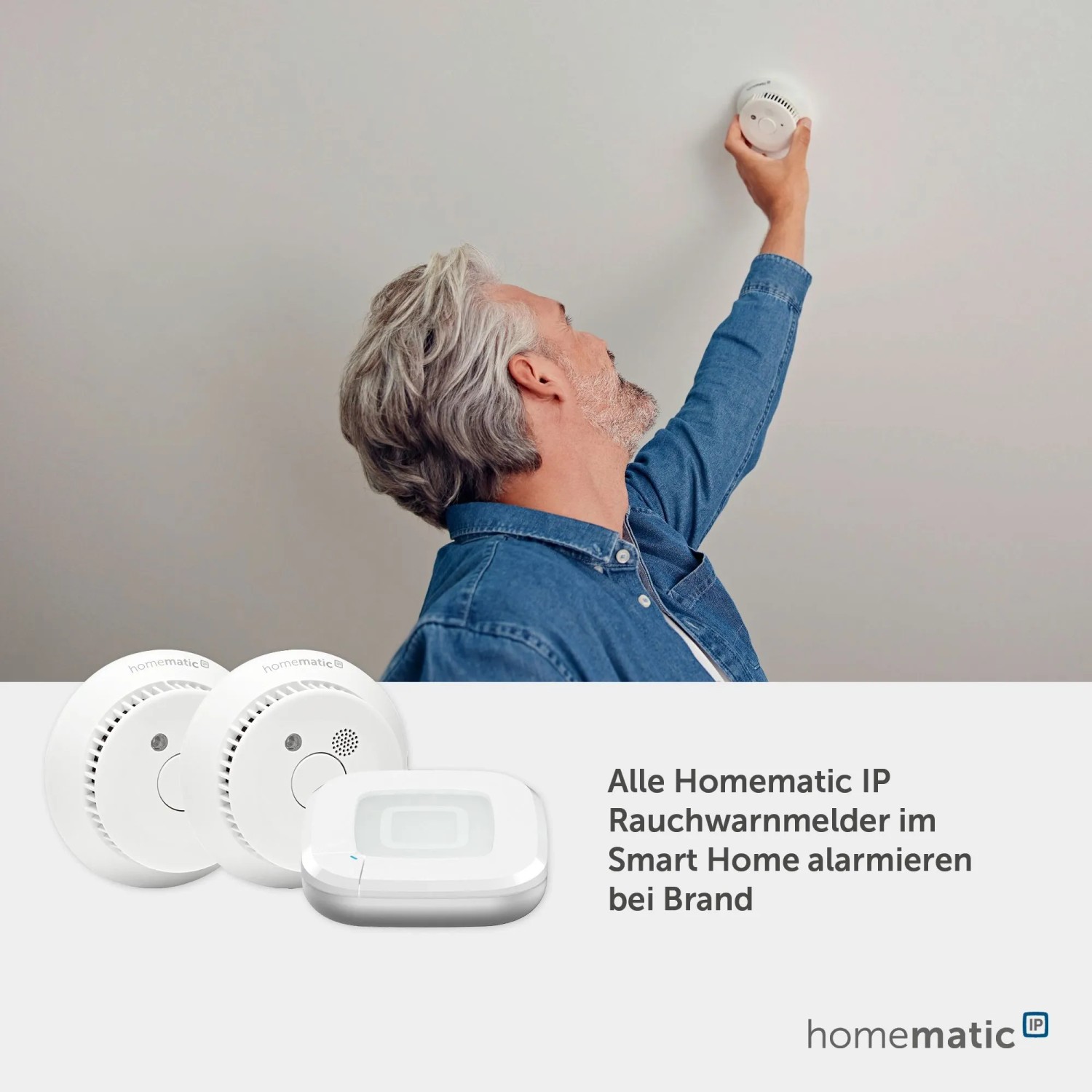Homematic IP Starter Set Rauchwarnmelder: 2 Rauchmelder und 1 Access Point für Smart Home Sicherheit.
