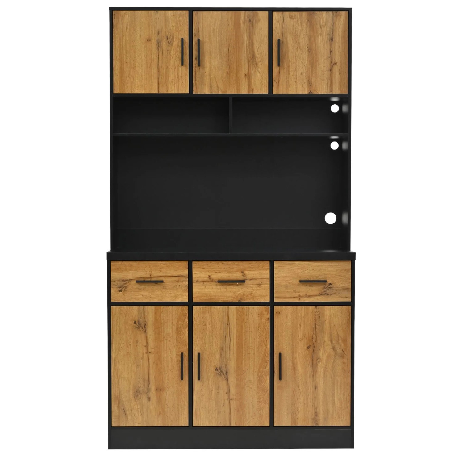 Merax Küchenschrank 100x40x180 cm LED App Schubladen Steckdosen Verstellbare Böden