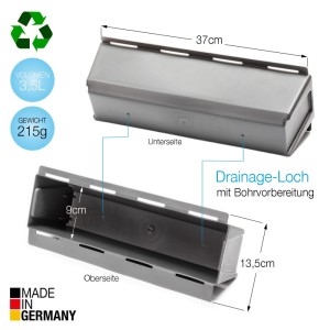 BigDean 8er Set Paletten Blumenkästen Einsatz mit Hängesystem zum Einhängen 37cm Grau Pflanzkasten für Europalette Balkonkasten Blumentopf