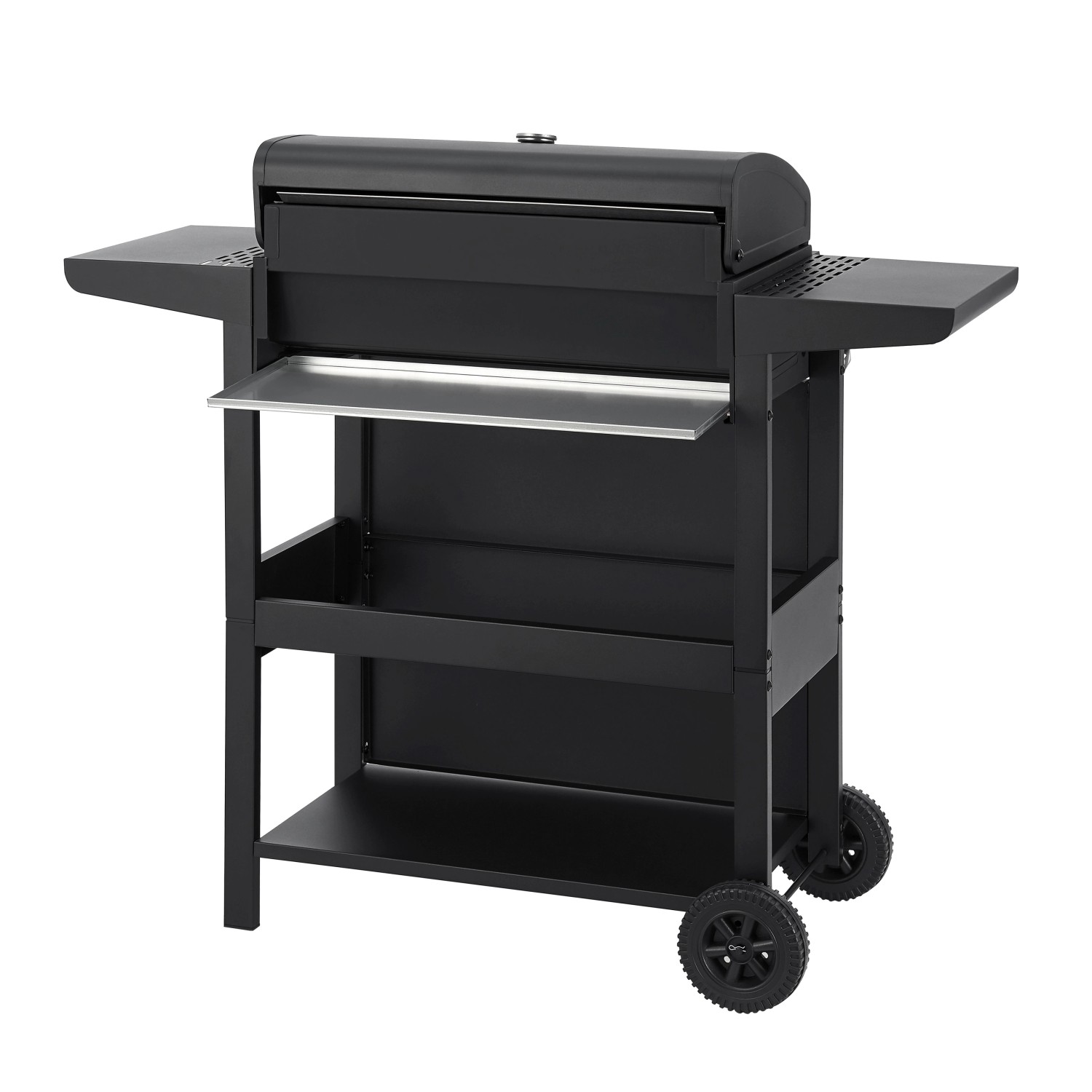 Schwarzer El Fuego Gasgrill San Jose mit 4 Brennern, Seitenablagen und Untergestell.