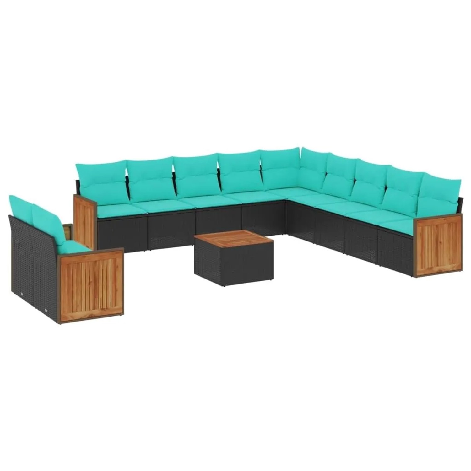 vidaXL 12-Tlg Gartensofa-Set mit Kissen Schwarz Polyrattan 3227814 günstig online kaufen
