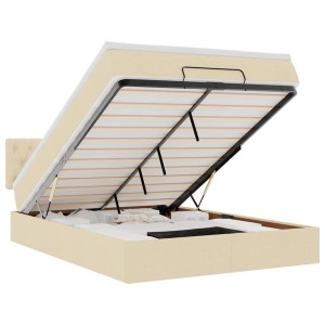 vidaXL Ottomane Bett mit Matratze & LEDs Creme 140x200 cm Stoff 3312400