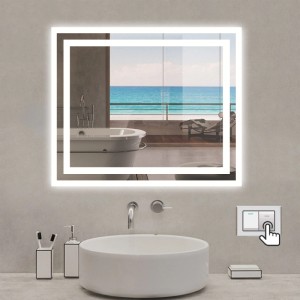 Aica Sanitär LED Badspiegel 60x50 cm mit Kaltweiß Beleuchtung und Beschlagschutz.