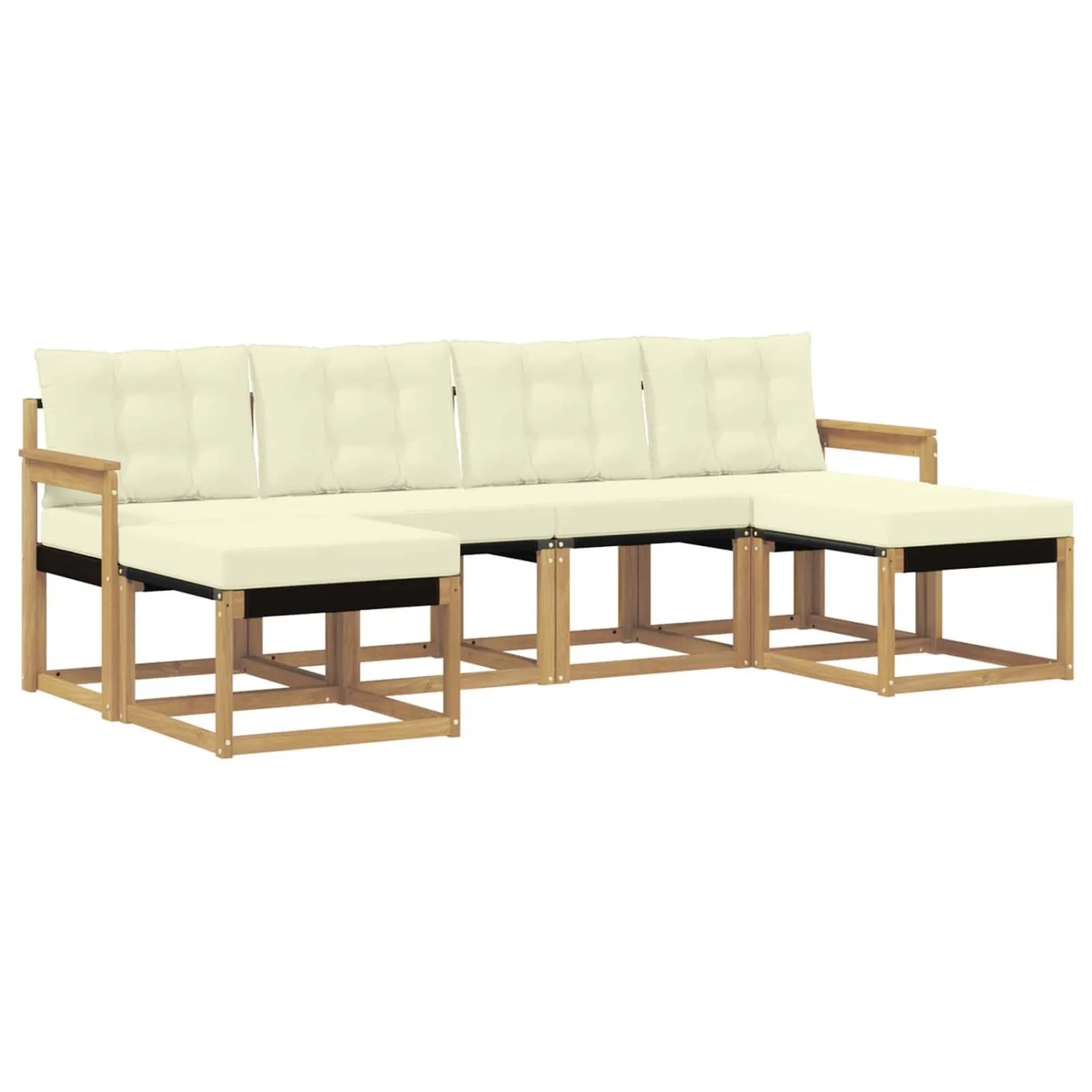 vidaXL Outdoor-Sofagarnitur mit Kissen 6 Stk Weiß und Creme 3389732
