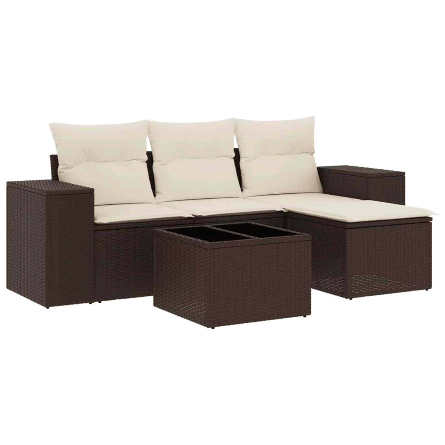 vidaXL 5-Tlg Garten-Sofagarnitur mit Kissen Braun Poly Rattan 3254820 günstig online kaufen