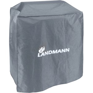 Landmann Wetterschutzhaube Premium für Gasgrill Triton 2.1, graue Grillabdeckung mit Landmann Logo.
