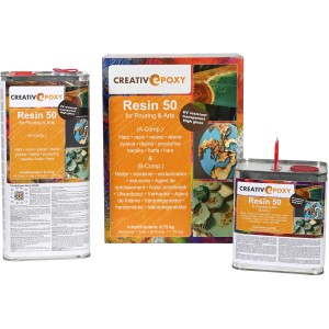 CreativEpoxy Resin 50, 6,75 kg, für kreative Projekte und River-Tables. Spezialspachtel-Set mit Harz und Härter.
