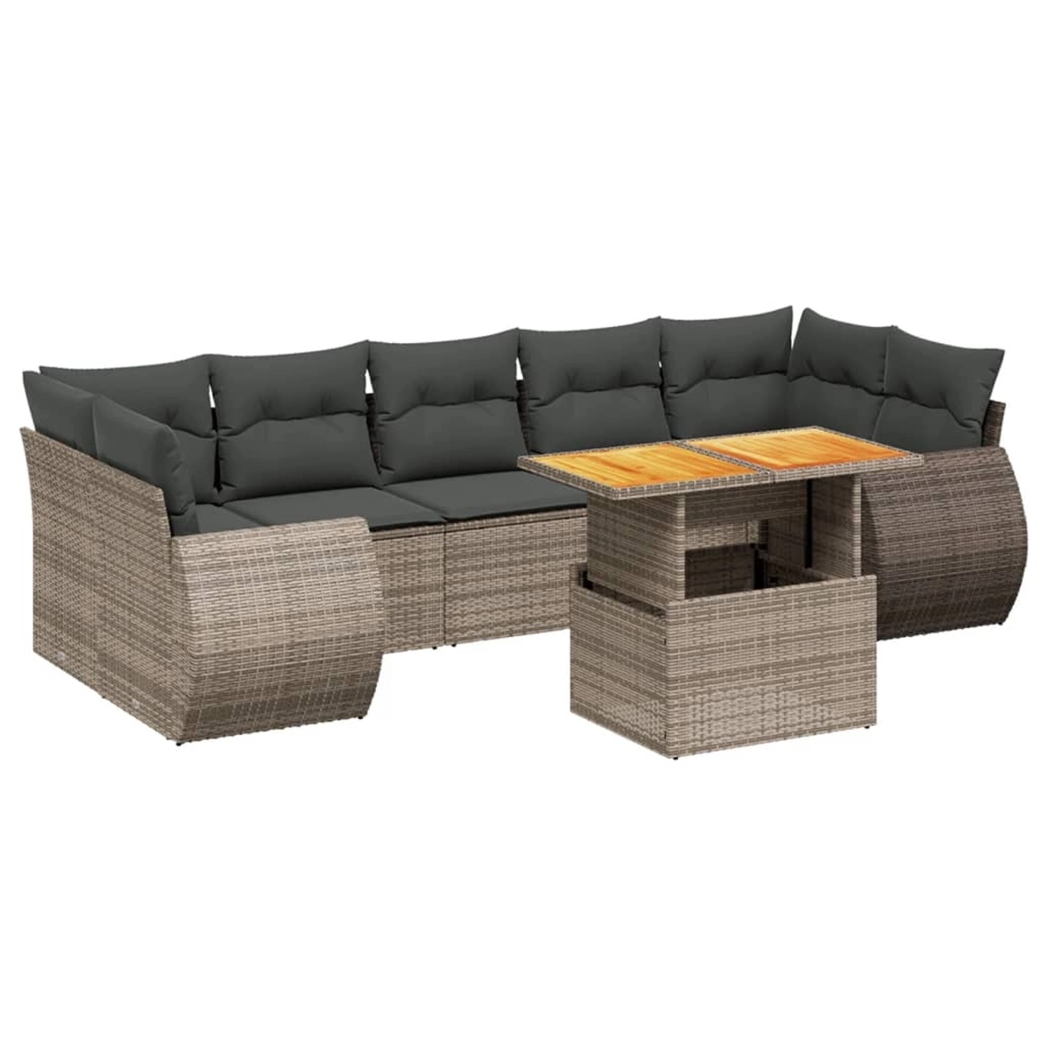 vidaXL 8-Tlg Garten-Sofagarnitur mit Kissen Grau Poly Rattan 3272110 günstig online kaufen
