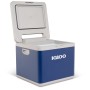 Geöffnete Igloo Hybrid-Kühlbox IH45 AC/DC 43 l in Rauchblau. Ideal für Camping und Freizeit.