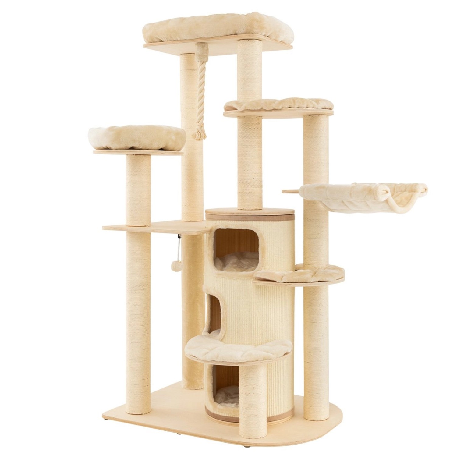 Costway Kratzbaum Holz Aktivitätsbaum Mehrstöckig Katzenmöbel Beige