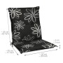 Schwarze Beautissu Flores Niederlehner-Auflage mit weißen Blumenornamenten, 100x50x6cm, als Sitzkissen.