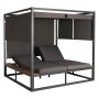 Dunkelgraue MCW Lounge-Gartenliege M63 mit verstellbaren Seitenwänden und Liegefunktion.