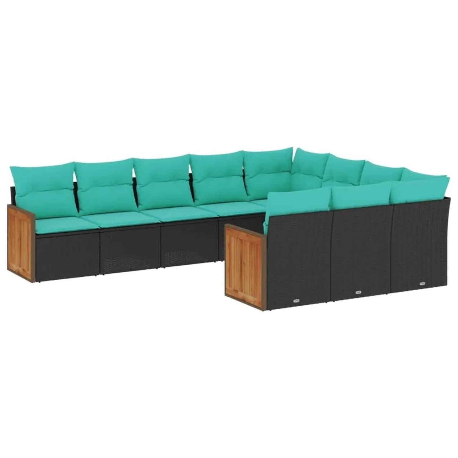 vidaXL 10-Tlg Gartensofa-Set mit Kissen Schwarz Polyrattan 3228017 günstig online kaufen