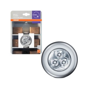 Osram LED Lampe DOT-it Classic, ein kleines, rundes Nachtlicht mit drei LEDs, inklusive Verpackung.