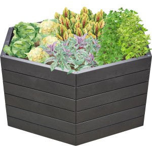 Garantia Hochbeet Ergo XL 75 Stone, sechseckig, mit Bepflanzung.