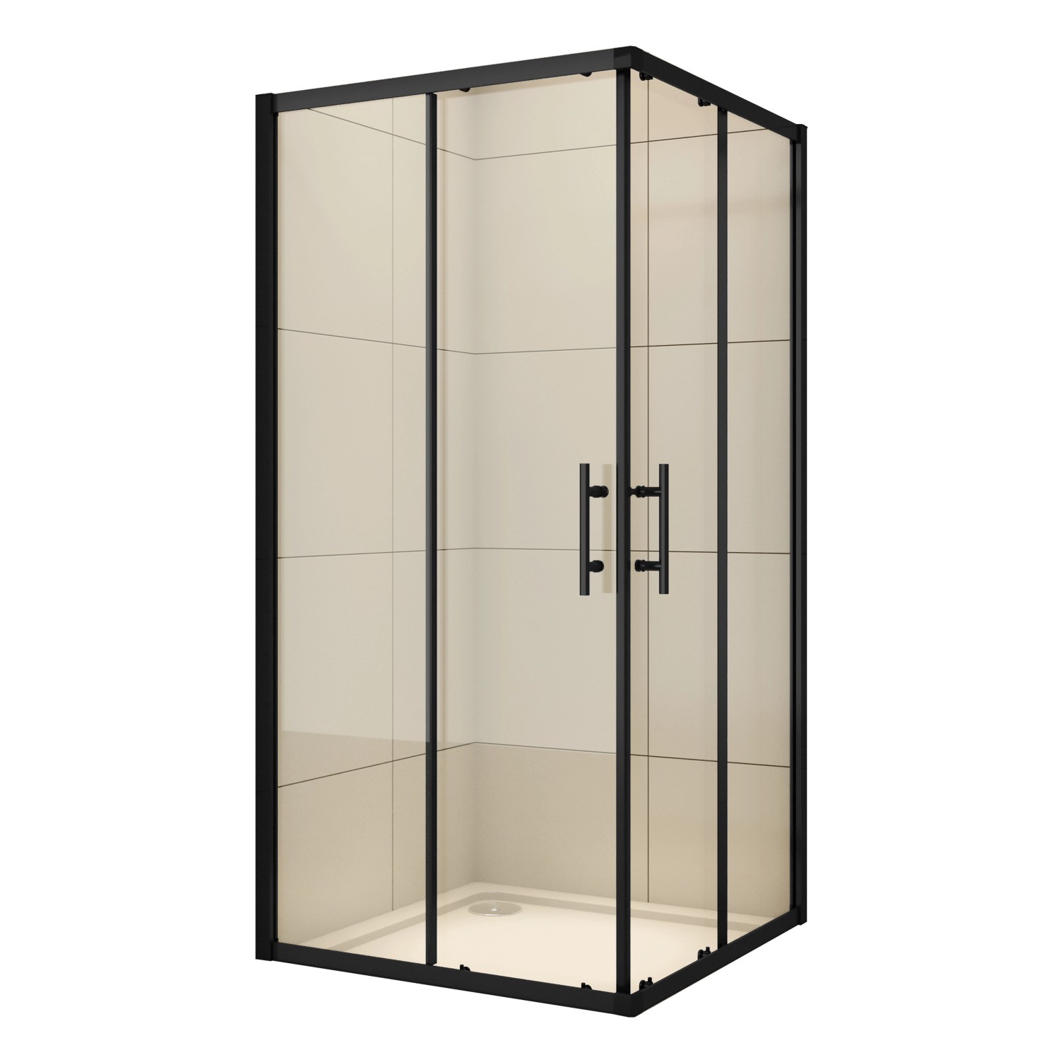 Duschparadies 80x90cm Schwarze Eckeinstieg Schiebetür 8mm Nano ESG Glas Dus günstig online kaufen