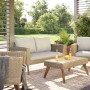 4-teiliges Sofa-Lounge-Set Borup in Beige mit Rattangeflecht, ideal für Garten und Terrasse.