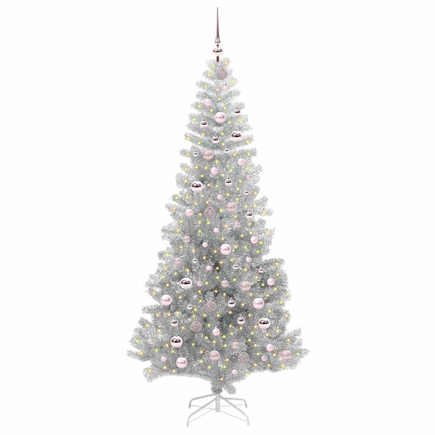 vidaXL Weihnachtsbaum mit 300 LEDs mit Ständer Silber 210 cm PET 3396685
