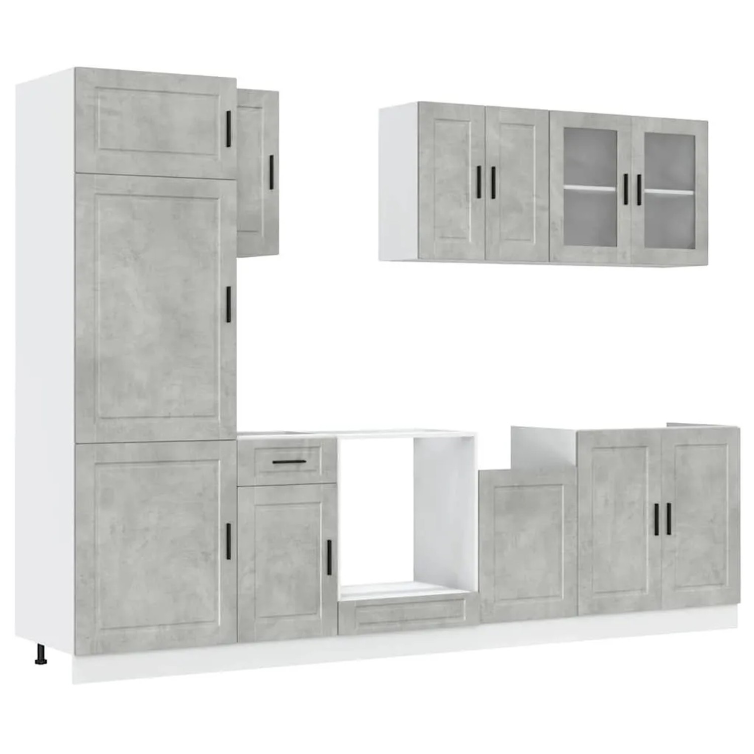 vidaXL 8 Tlg Küchenschrank-Set Kalmar Betongrau Holzwerkstoff 3314815
