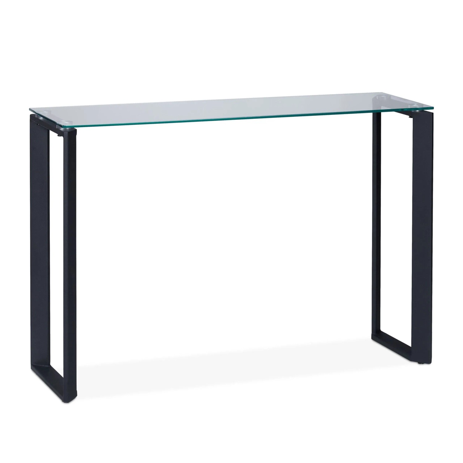 Relaxdays Konsolentisch Metall Glas Schwarz Verstellbare Füße 75 cm x 110 cm x 35 cm 12,9 kg