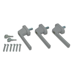 Abus Fenstergriff FG110 S, 3er-Set, abschließbar, silberfarben, inklusive Schlüssel und Befestigungsmaterial.