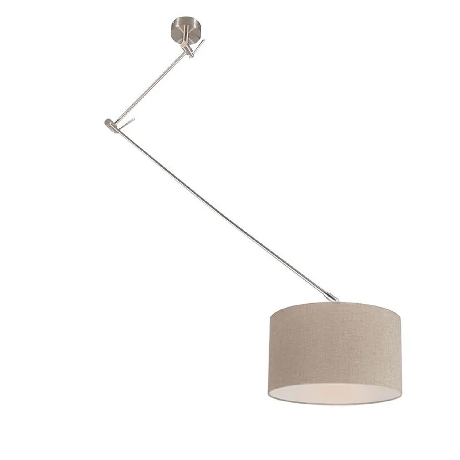 QAZQA Hängelampe Stahl mit Schirm 35 cm Taupe Verstellbar Blitz I