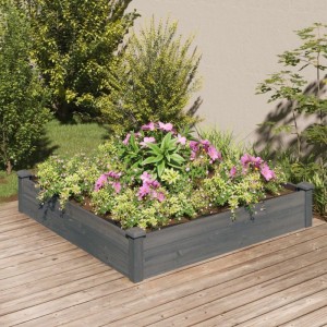 vidaXL Hochbeet mit Einsatz Grau 120x120x25 cm Massivholz Tanne 364294