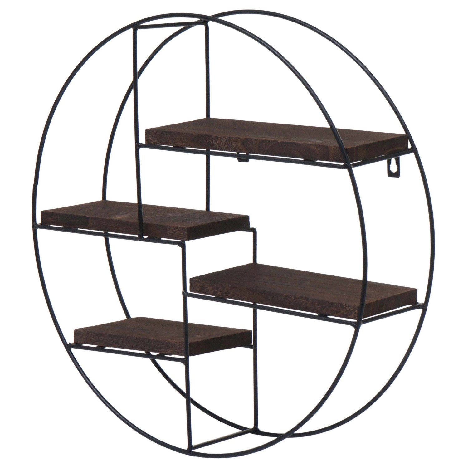 BERLINLODGE Wandregal Rund HxBxT 45x45x11cm 4 Regalböden Metall Massiv-Holz günstig online kaufen